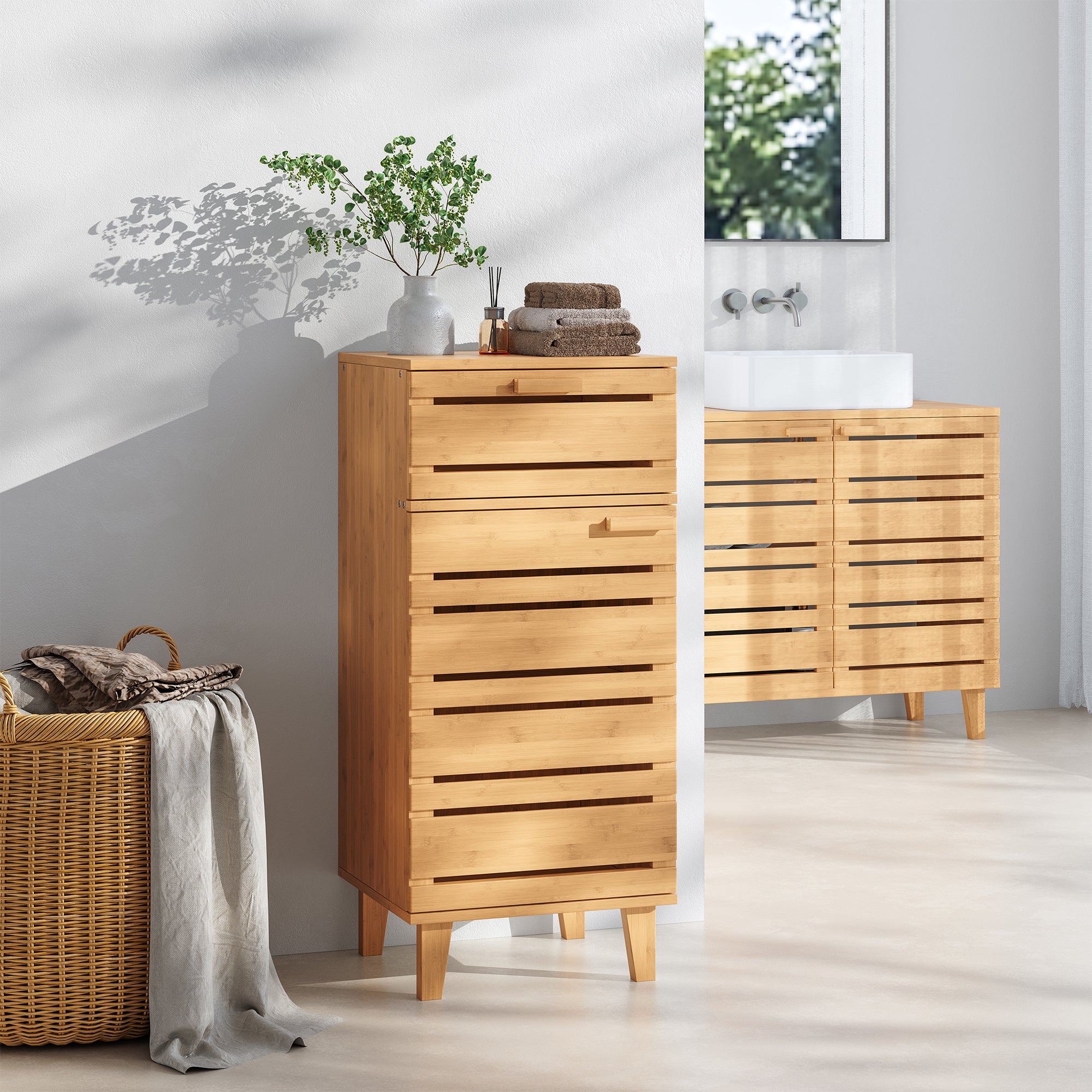 en.casa Badezimmerschrank Epind – Bambus-Upgrade fürs Bad