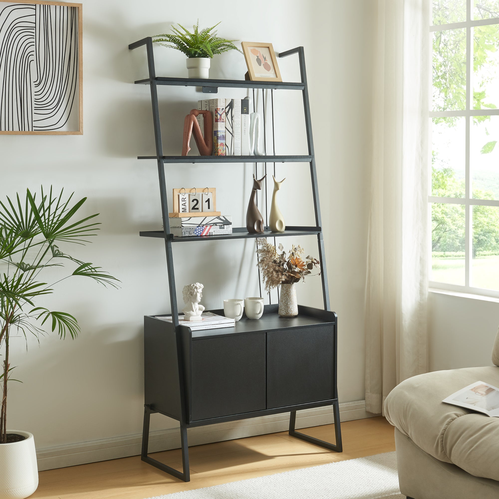 en.casa Leiterregal Storfjord – Minimalistisch fürs Wohnzimmer