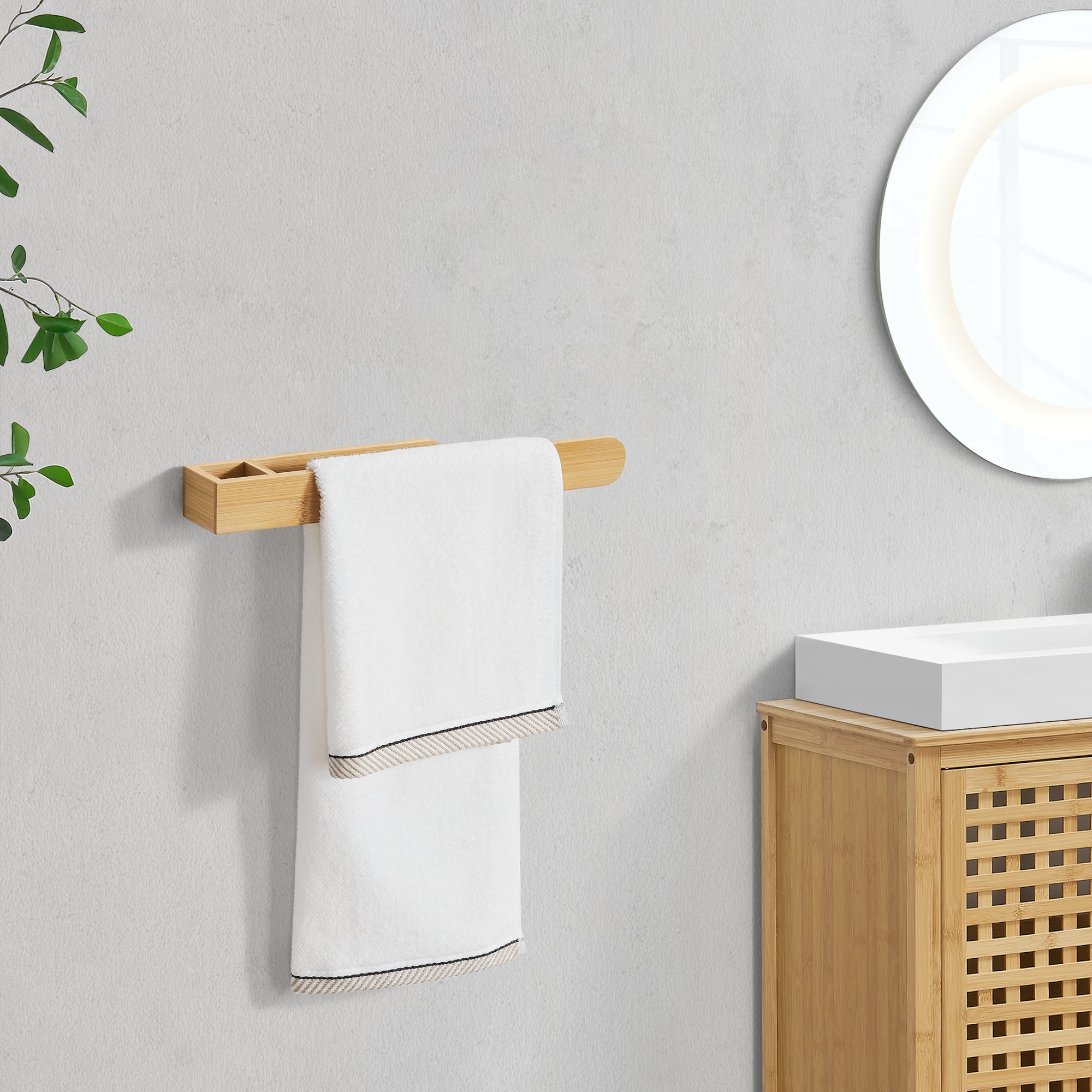 handtuchhalter bambus wand en.casa Wand-Handtuchhalter Tønsberg – Natürlich fürs Bad