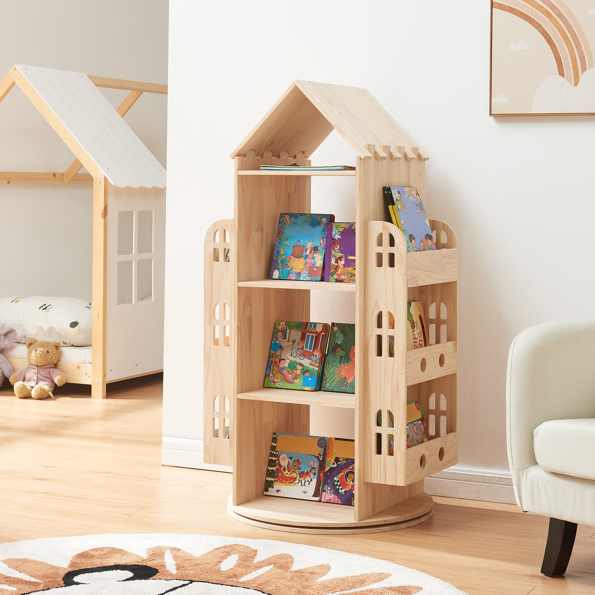 aufbewahrung kinderregal en.casa Drehbares Kinderregal Sanköre – Clever fürs Kinderzimmer