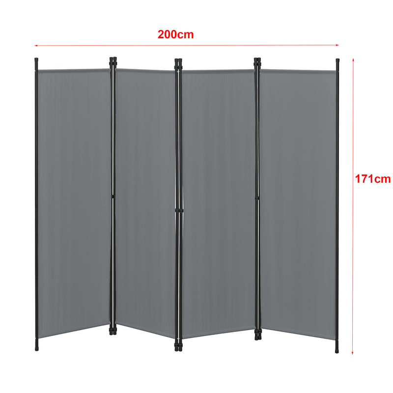 Maßskizze Raumteiler Huesca 4-teilig 200x171 cm versch Farben en.casa