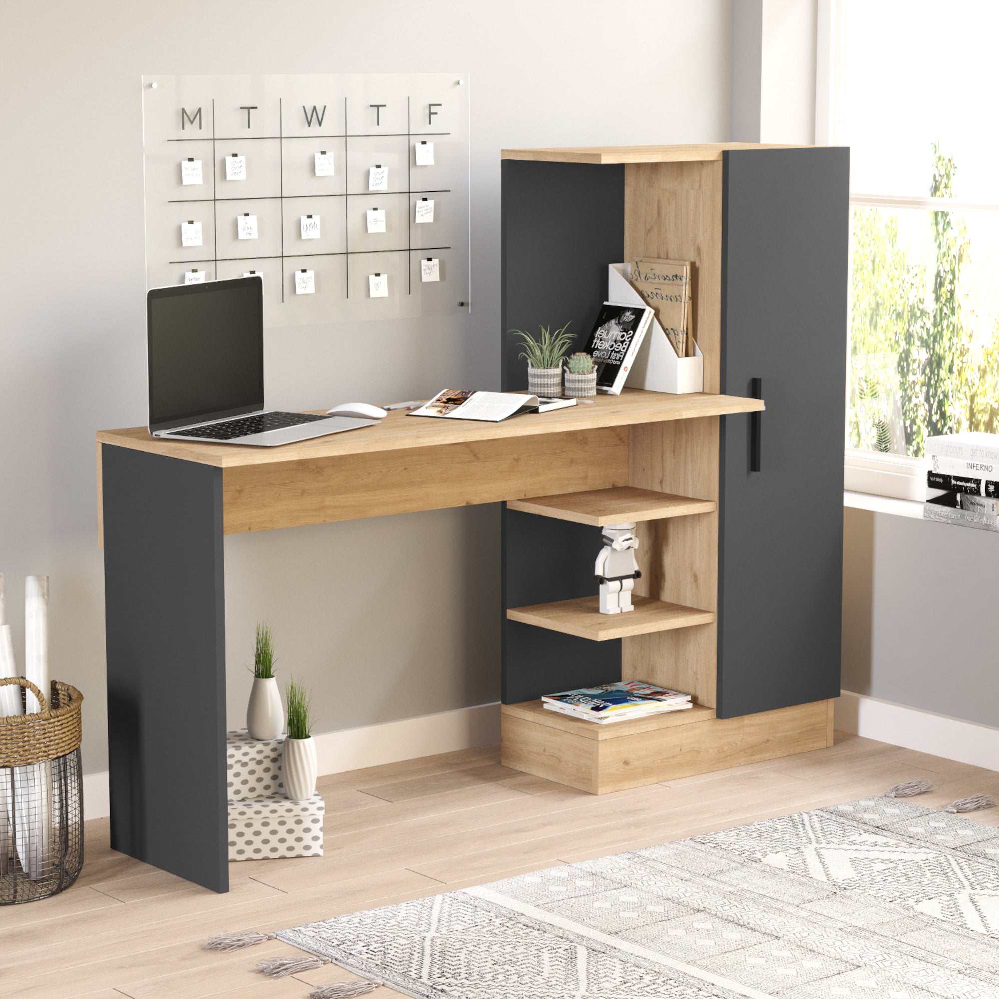 bürotisch hängematte en.casa Schreibtisch Varhalo – Stauraum fürs Homeoffice