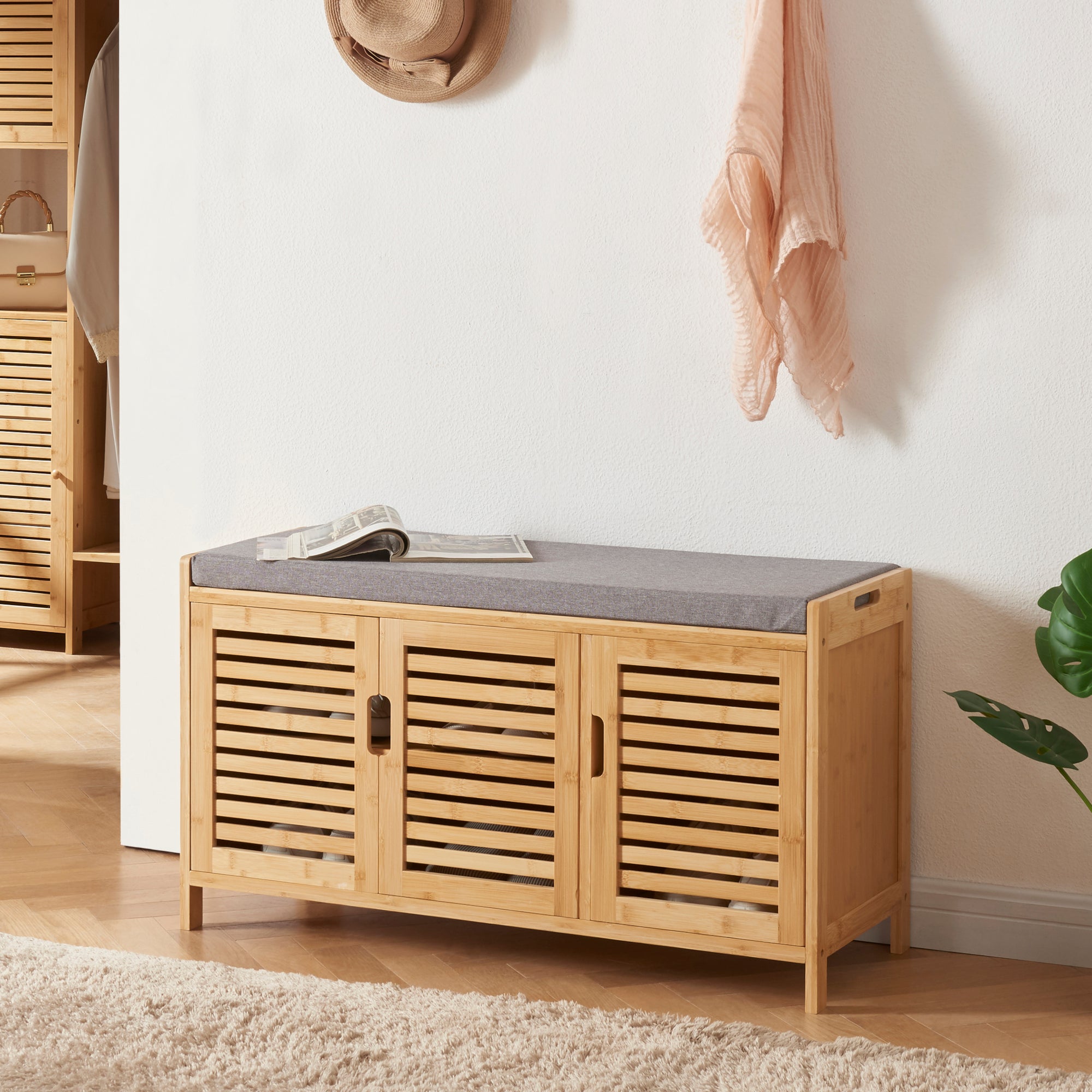 en.casa Schuhschrank Selk Bambus – Komfort für Deinen Flur