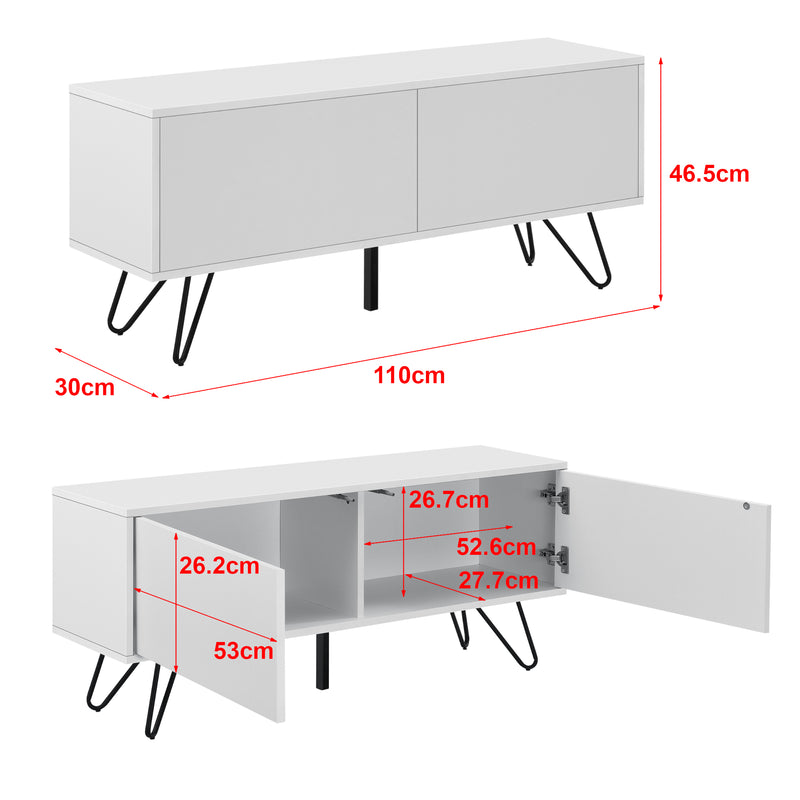 Maßskizze Sideboard Bollebygd 46,5x110x30cm in verschiedenen Farben en.casa