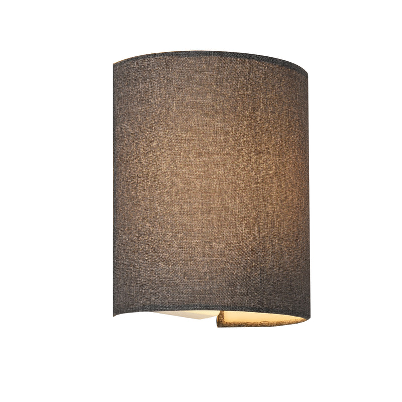 Maßskizze Wandleuchte Brüssel 1x E27 Halbrund 20 x 17,5 x 13 cm aus Leinen lux.pro