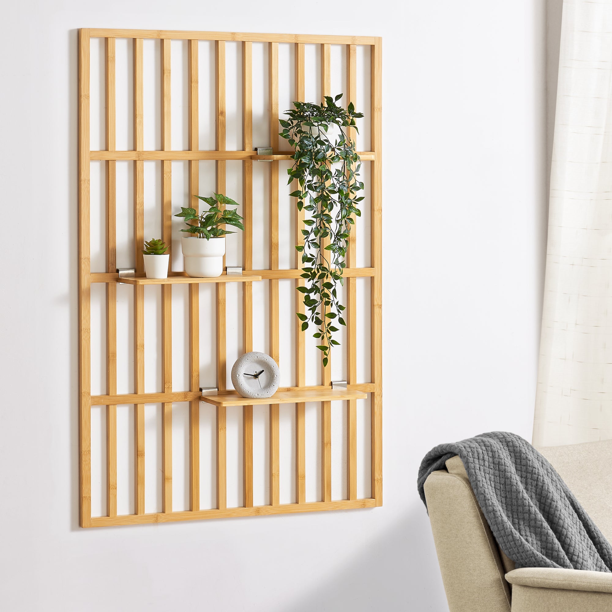 wandregal aus bambus en.casa Wandregal Røst – Bambus-Highlight fürs Wohnzimmer