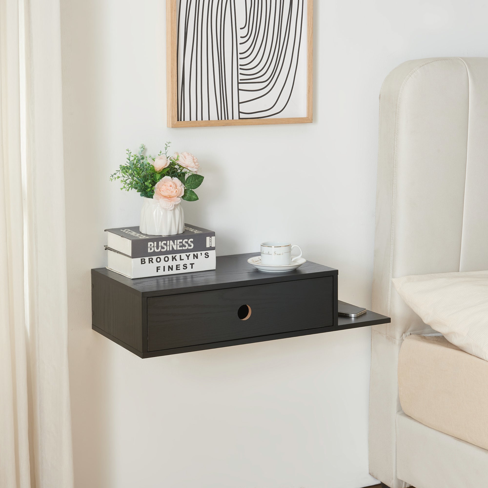 en.casa Wandregal Stor Schwarz – Praktisch fürs Schlafzimmer