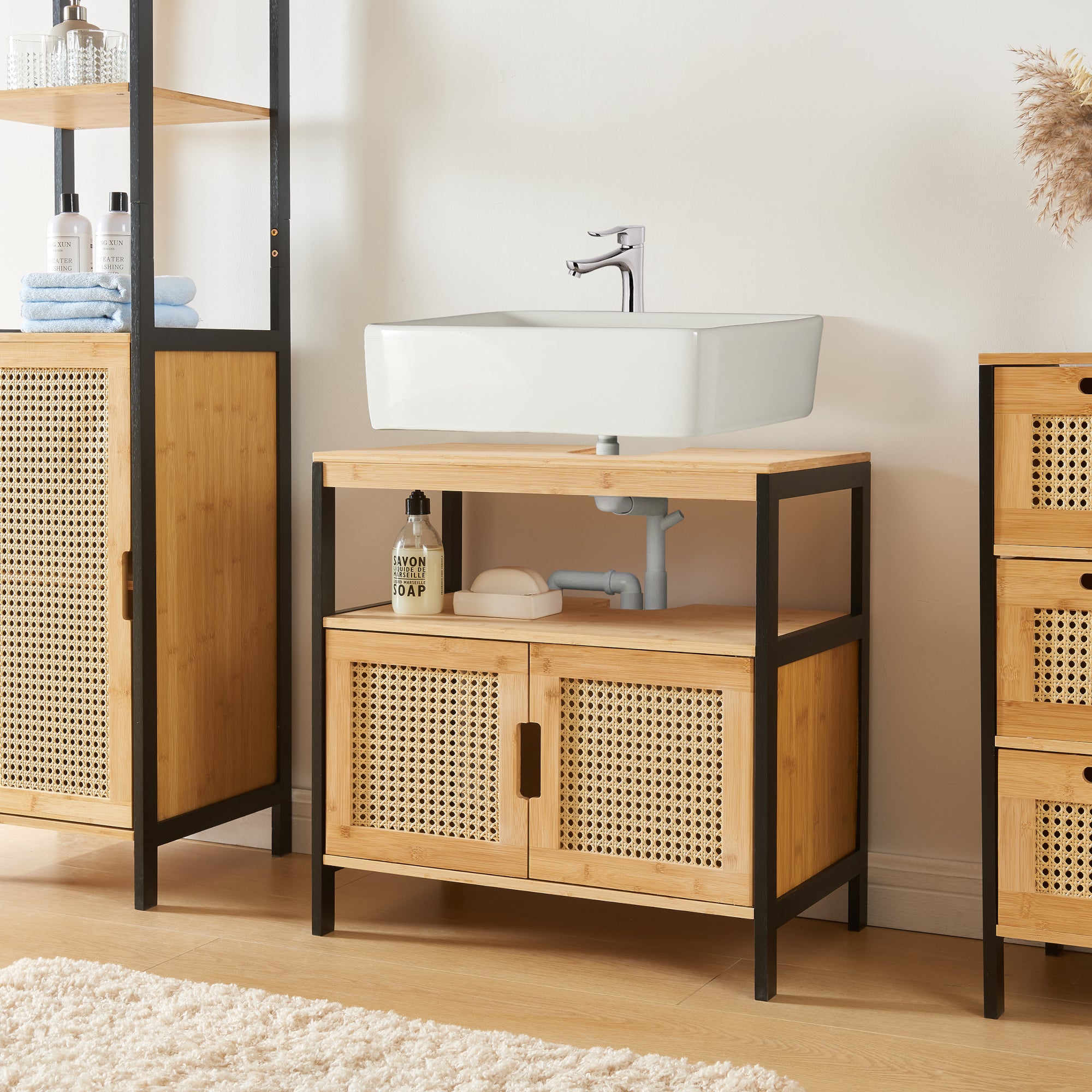 badschrank bambus ikea en.casa Waschbeckenunterschrank Tervola – Modern fürs Bad