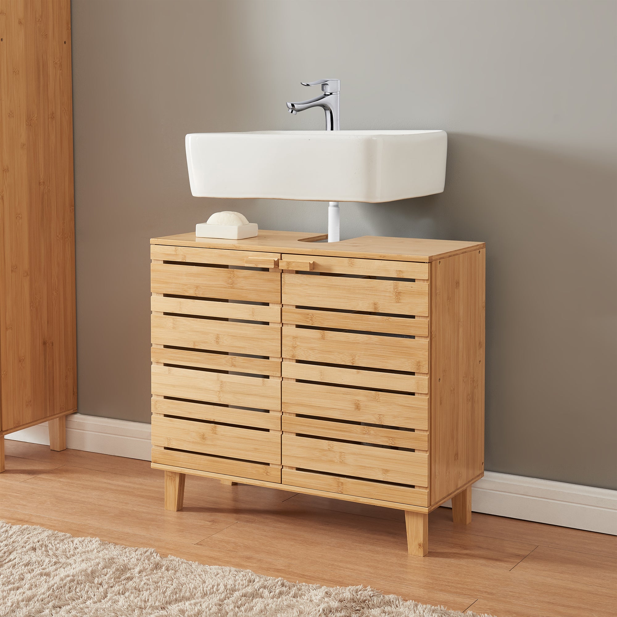 en.casa Epind Waschbeckenunterschrank Bambus  Bad-Upgrade | PremiumXL