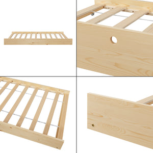 Hausbett Sodankylä 90x200cm mit Ausziehbett Kiefernholz Natur [en.casa]