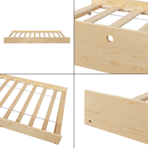 Hausbett Sodankylä 90x200cm mit Ausziehbett Kiefernholz Natur [en.casa]