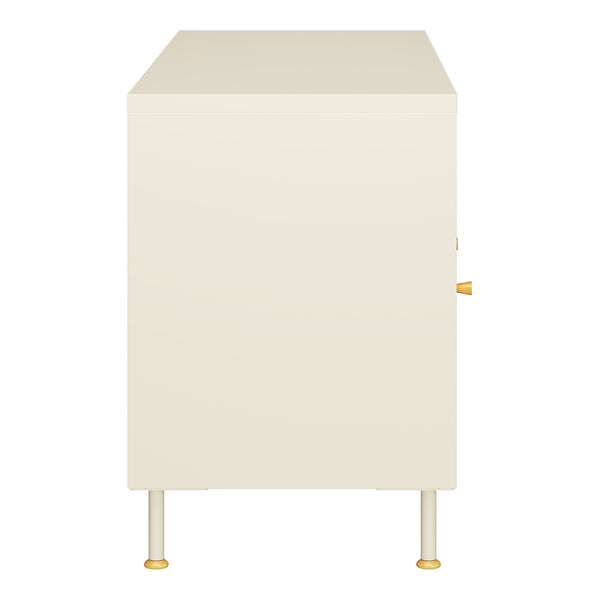 TV-Schrank Lindau Stahl 120x40x59 cm Cremeweiß [en.casa]