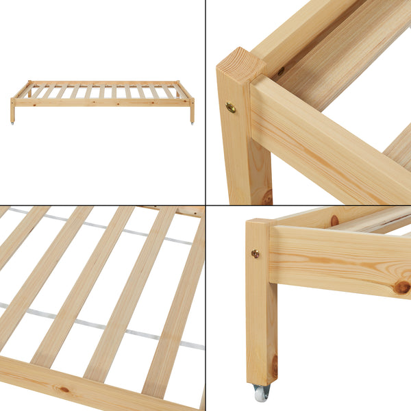 Doppel-Kinderbett Sonkajärvi mit Matratze 90x200cm Natur [en.casa]