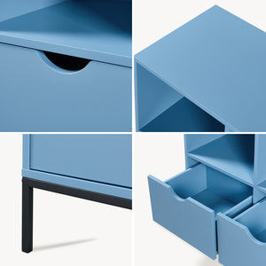 Bücherregal mit 2 Schubladen Colwyn 105x80x40 cm Blau [en.casa]