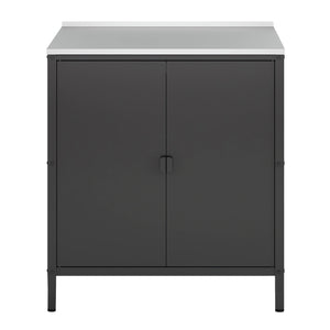 Outdoorset Bolognano Standregal Schrank und Servierwagen Schwarz, matt [casa.pro]