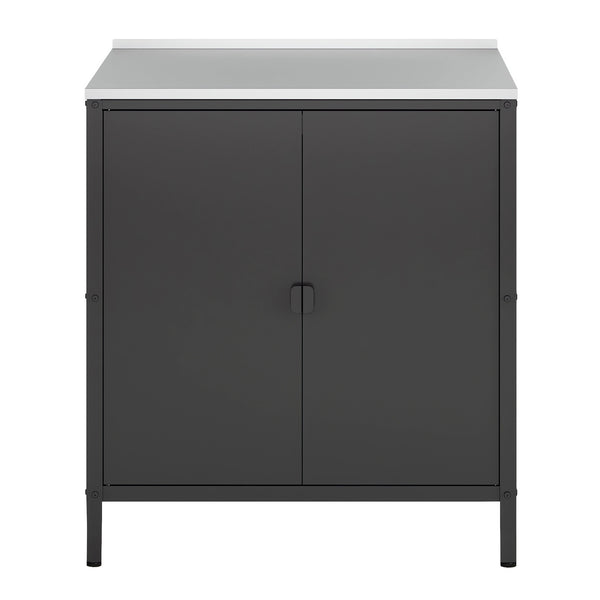 Outdoorset Bolognano Standregal Schrank und Servierwagen Schwarz, matt [casa.pro]