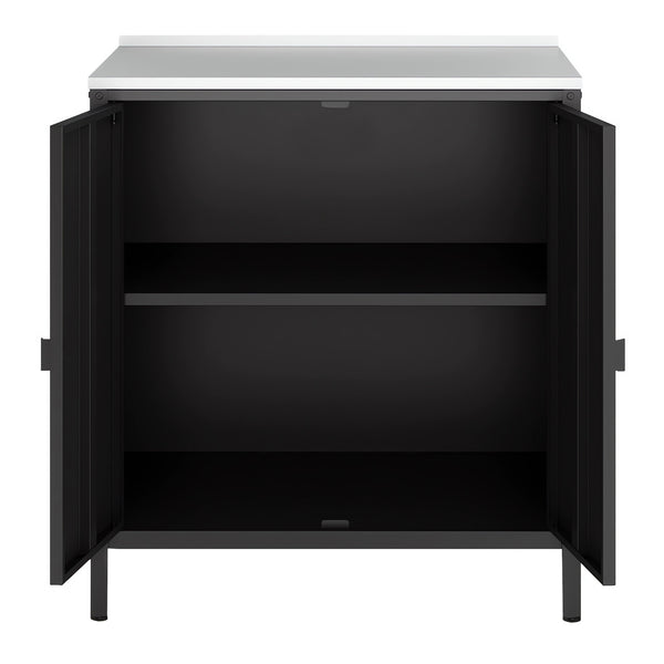 Outdoorset Bolognano Standregal Schrank und Servierwagen Schwarz, matt [casa.pro]