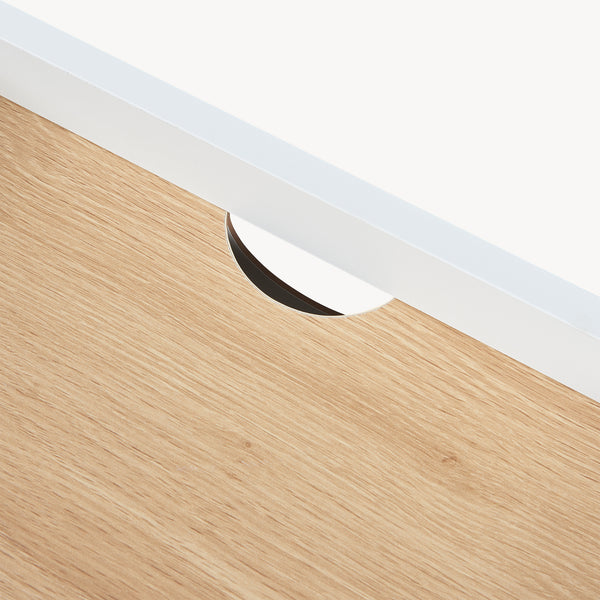 Nachttisch Kuorshare 55x42x37 cm Weiß/Eicheoptik [en.casa]