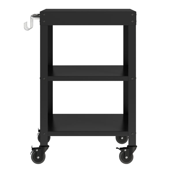 Outdoorset Bolognano Standregal Schrank und Servierwagen Schwarz, matt [casa.pro]