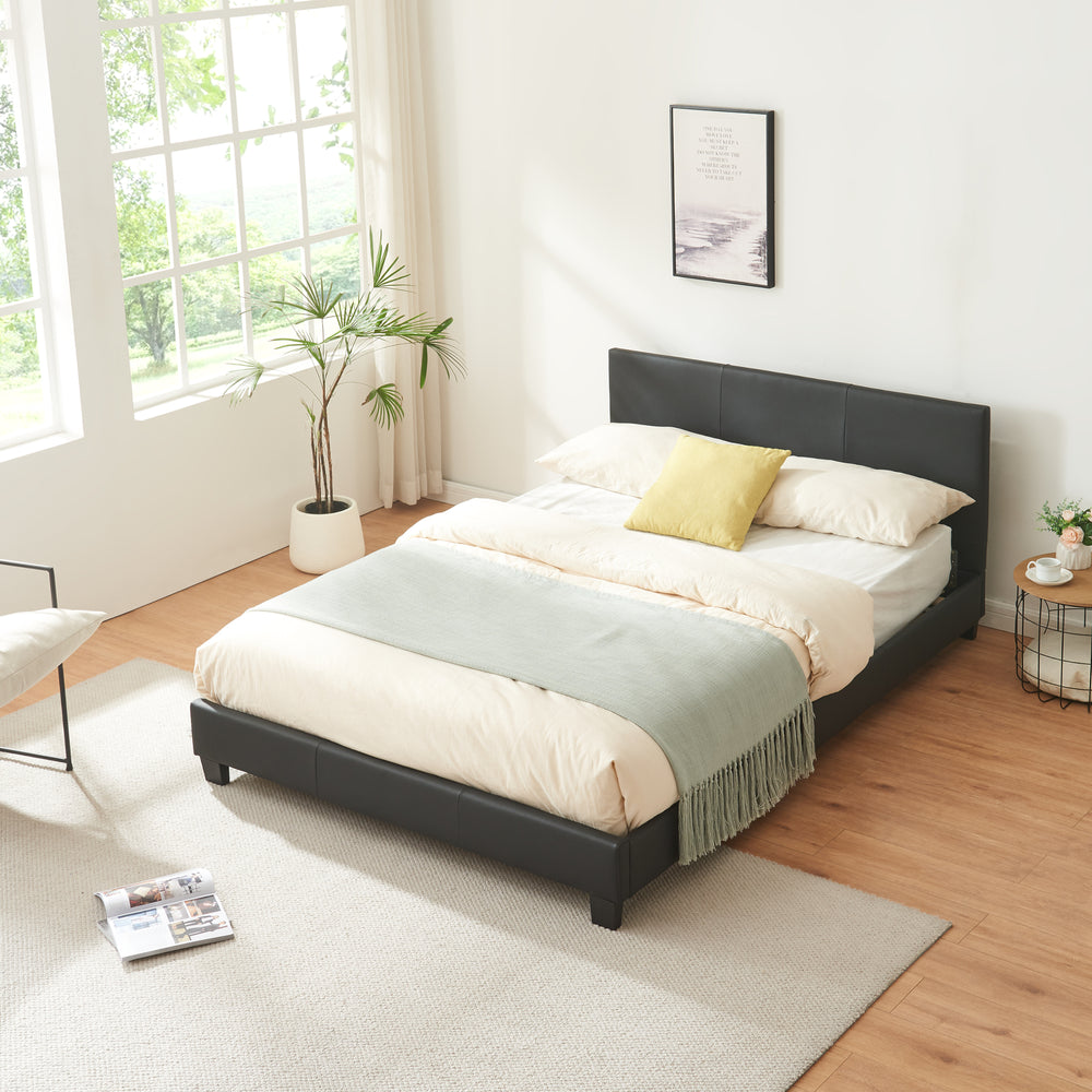 Kunstlederbett Albacete 140x200 cm Schwarz Corium - premiumXL