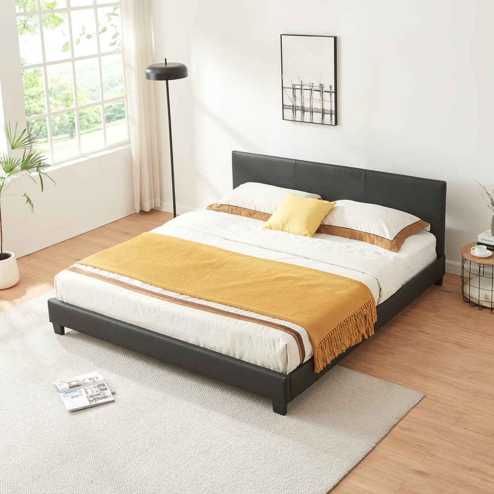 Kunstlederbett Albacete 180x200cm Schwarz Corium - premiumXL