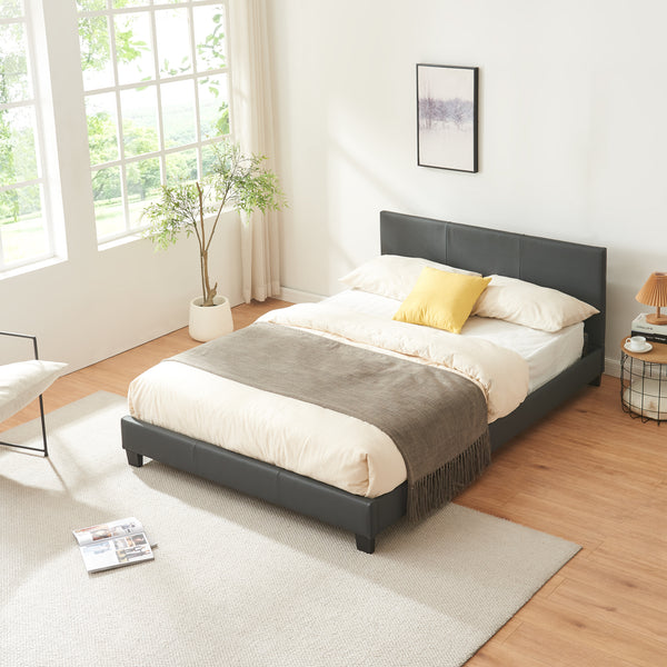 Kunstlederbett Albacete 140x200 cm Dunkelgrau Corium