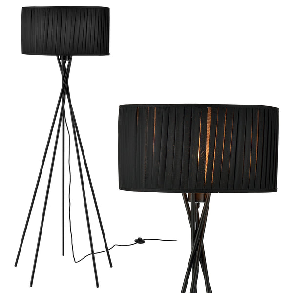Stehleuchte Black Mikado 1x E27 48x155 cm Schwarz lux.pro