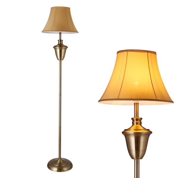 Stehleuchte Madrid 1x E27 Ø35x157 cm Messingfarben/Beige lux.pro