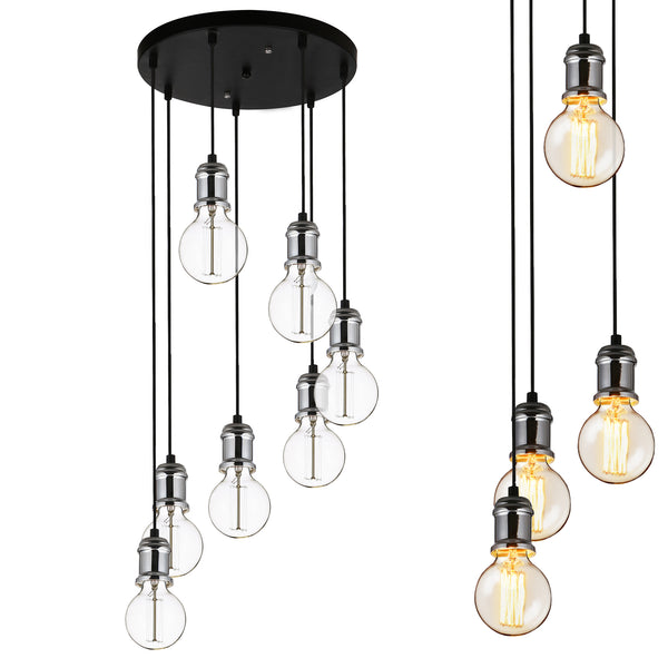 Hängeleuchte 7-flam. Deckenleuchte Hängelampe Retro Pendelleuchte Glas [Lux.Pro]