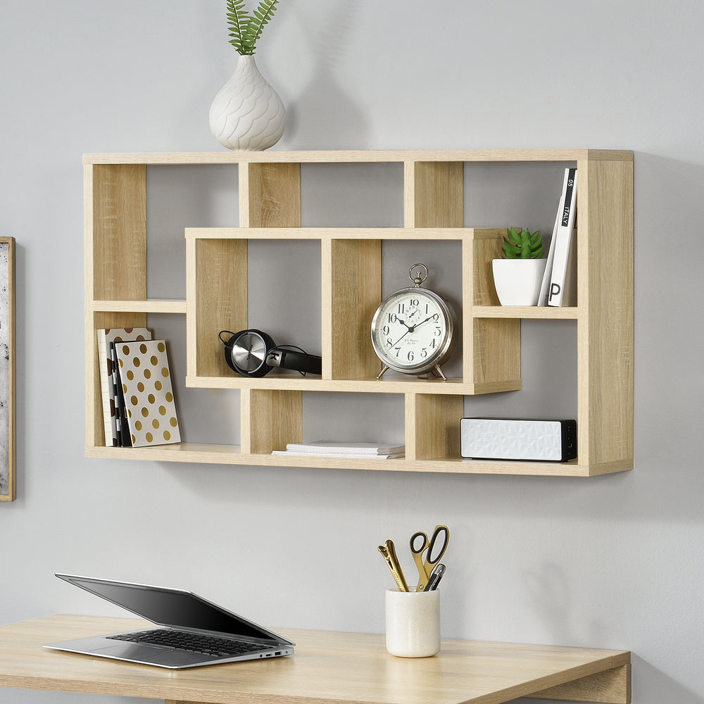 Wandregal Saputit 85 x 47,5 x 16 cm Hängeregal in Eichen - Optik en.casa - premiumXL