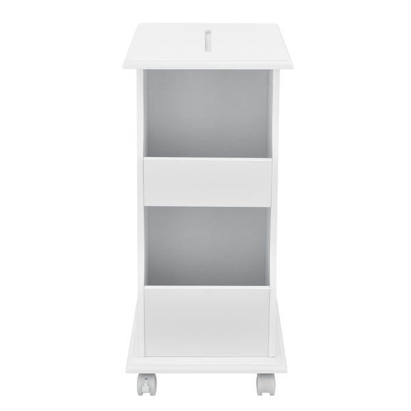 Beistelltisch Kungälv 53x30x63 cm Rollen und Staufächer Weiß en.casa