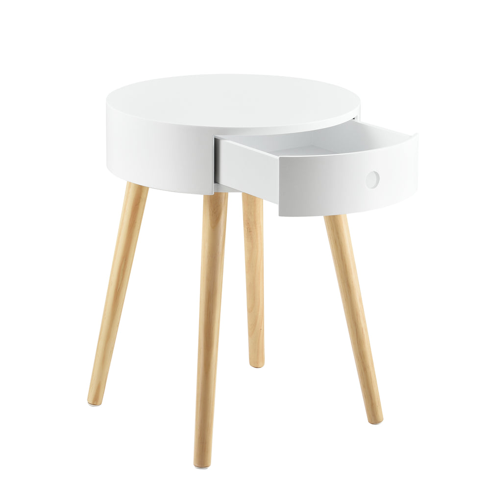 Nachttisch Aurich 50x38x38 cm mit Schublade Retrodesign Weiß en.casa - premiumXL