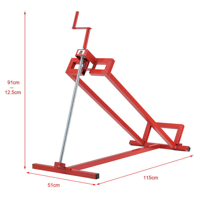 Maßskizze Rasentraktorheber Max 300 kg Stahl Rot pro.tec