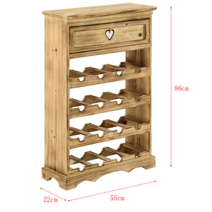 Weinregal Mosel 86x55x22 cm für 16 Flaschen mit Schublade en.casa