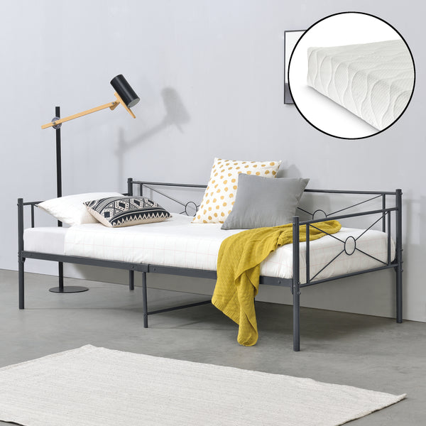 Metallbett Alvesta 90x200 cm mit Kaltschaummatratze versch. Farben en.casa