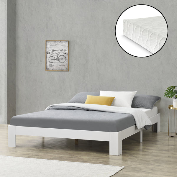 Holzbett Raisio mit Kaltschaummatratze versch. Farben und Größen en.casa