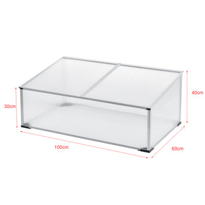 Frühbeet Hoorn mit Zweigeteiltem Dach 100x60x40 cm Aluminium Polycarbonat en.casa