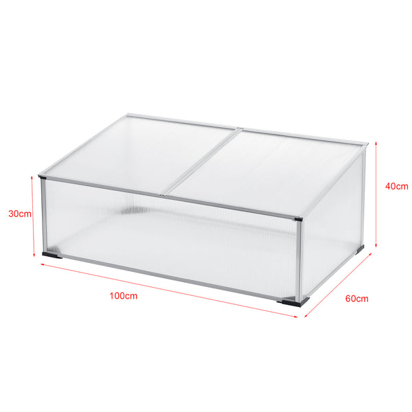 Frühbeet Hoorn mit Zweigeteiltem Dach 100x60x40 cm Aluminium Polycarbonat en.casa