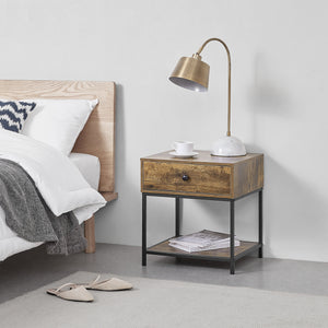 Beistelltisch Bjuv 45x39x49cm Dunkler Holzton en.casa