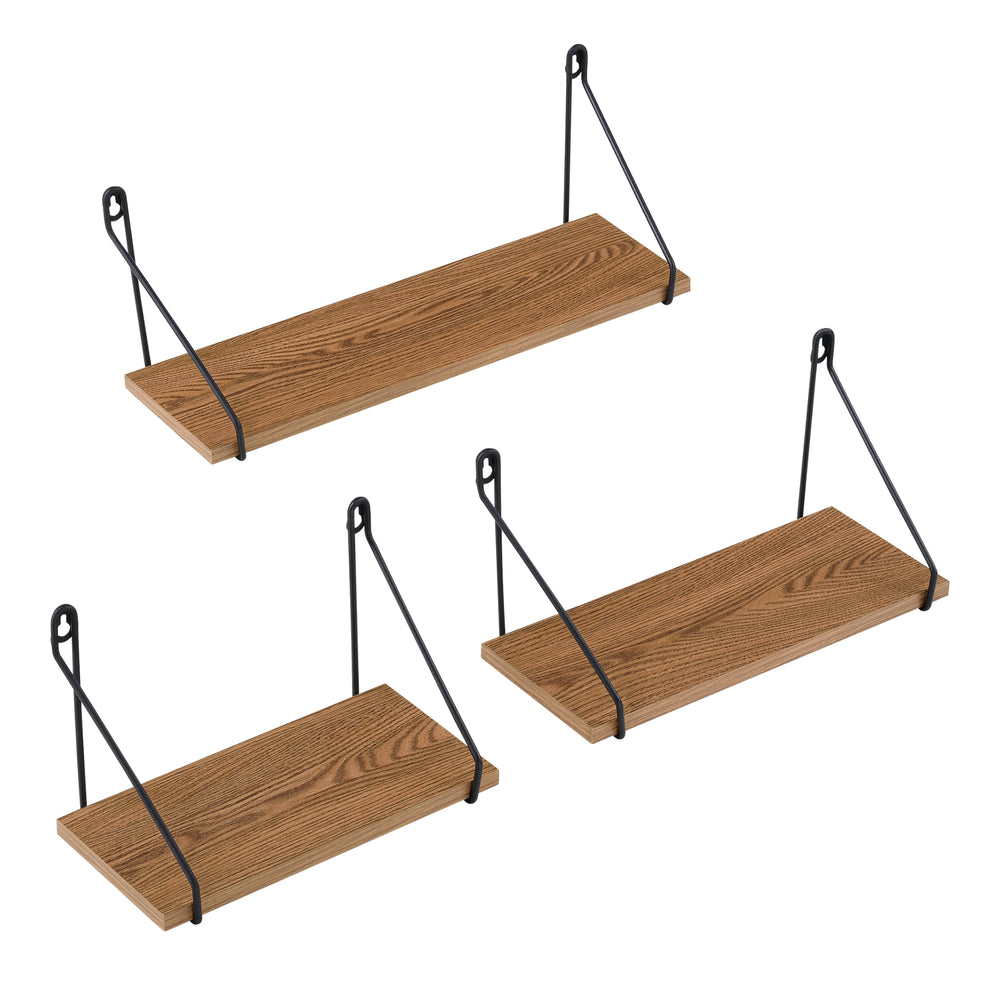 Wandregal Randers 3tlg. verschiedene Größen Dunkler Holzton en.casa - premiumXL