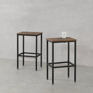Barhocker Örebro 2er Set Dunkler Holzton en.casa