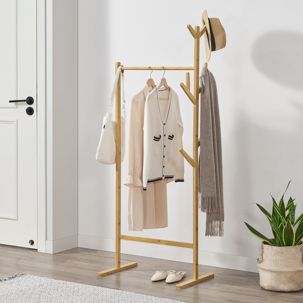 Bambus Garderobenständer Nordreisa 65x40x170cm [en.casa] - premiumXL