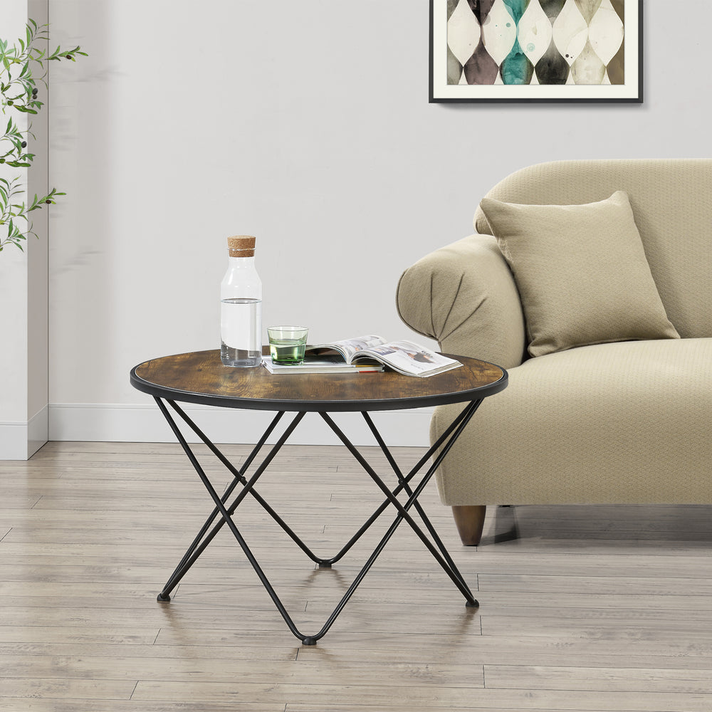 Couchtisch Goskamark 80x50 cm Stahlgestell Dunkler Holzton [en.casa] - premiumXL