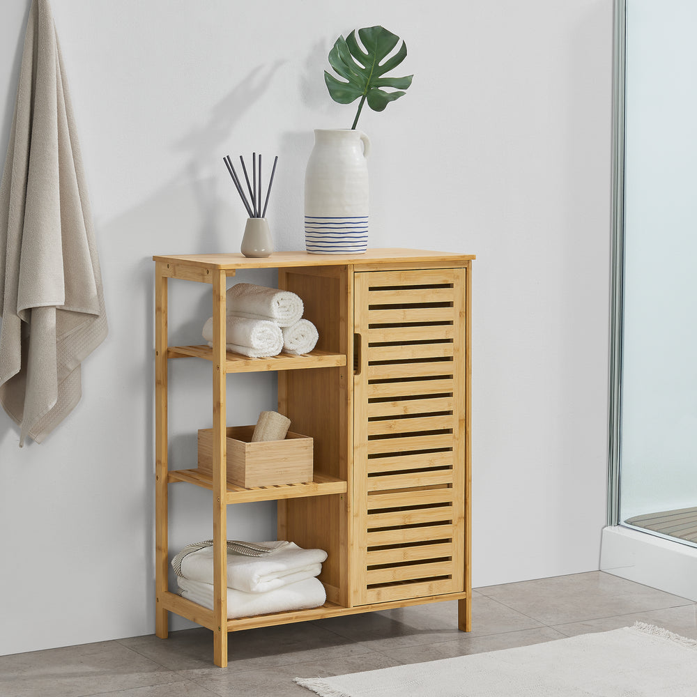 Badezimmerschrank Vetlanda Bambus 87x66x33 cm [en.casa] - premiumXL
