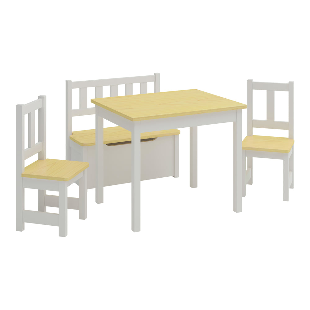 Kindertischset Lousame Kiefernholz Natur / Weiß [en.casa] - premiumXL