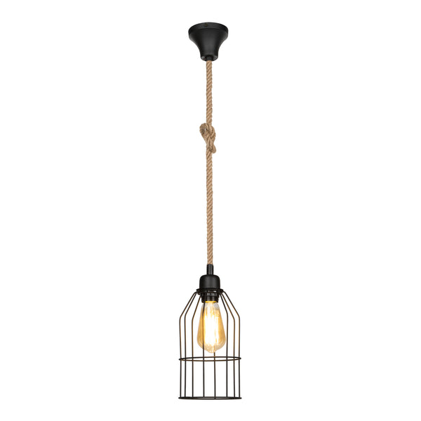 Hängeleuchte Ashford 24x14 cm 1-flammig Schwarz/Jutefarben [lux.pro]