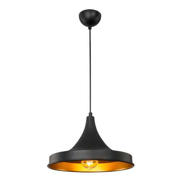 Hängeleuchte Bamber Bridge 22,5 x 32,5 cm 1-flammig Schwarz / Messingfarben [lux.pro]