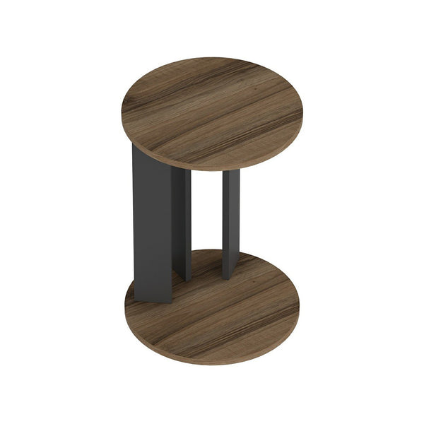 Beistelltisch Frederiksberg 64x34 cm Walnussoptik / Anthrazit [en.casa]