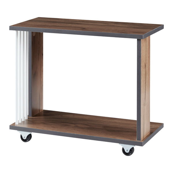 Beistelltisch Haarby mit 4 Rollen 42x50x24 cm Eicheoptik [en.casa]
