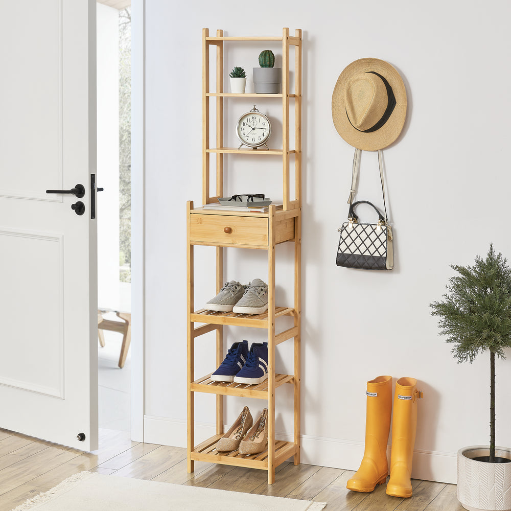 Standregal Siilinjärvi aus Bambus 163 x 33 x 28 cm bis 5 kg Natur [en.casa] - premiumXL